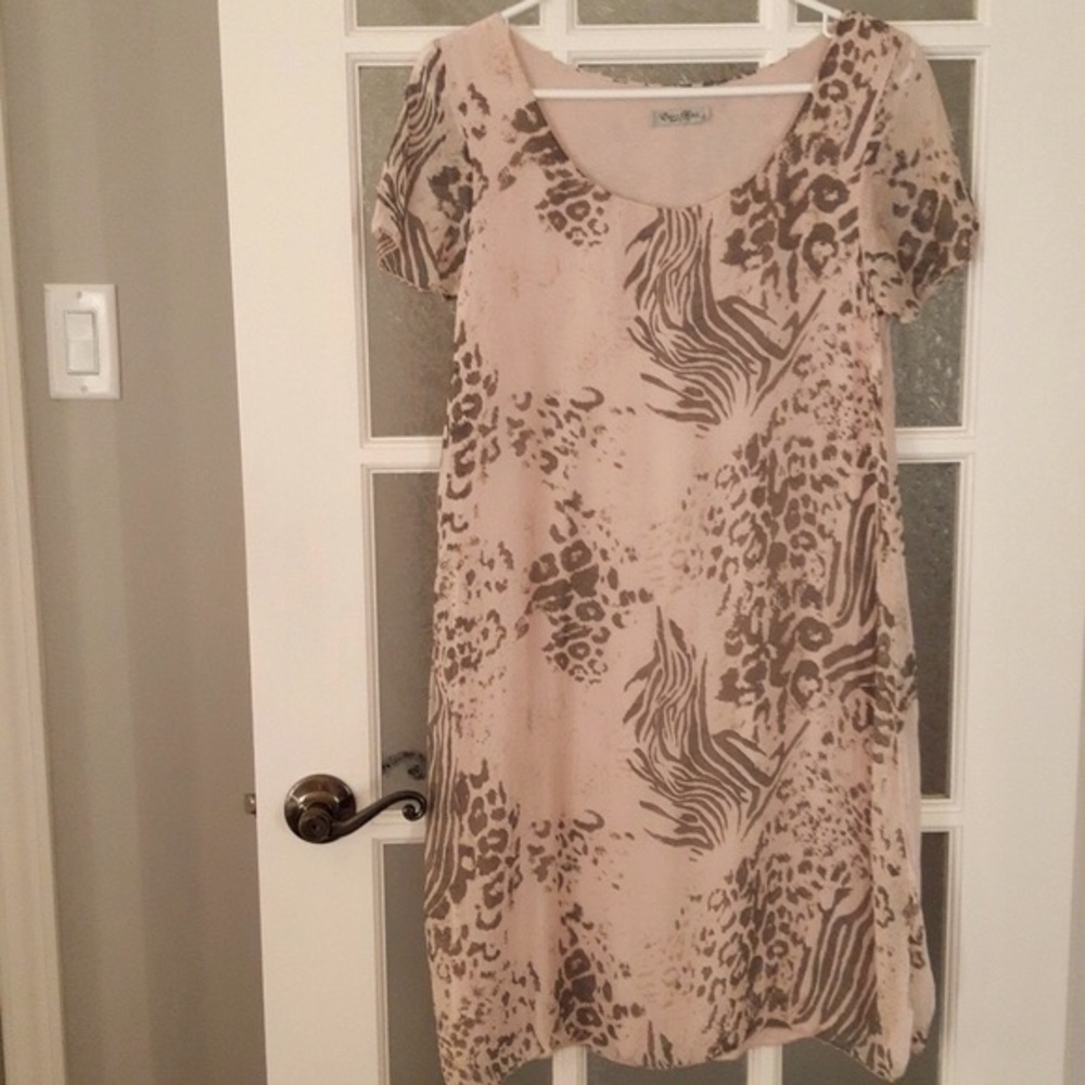 Elena Baldi 100% Silk Animal Print Dress